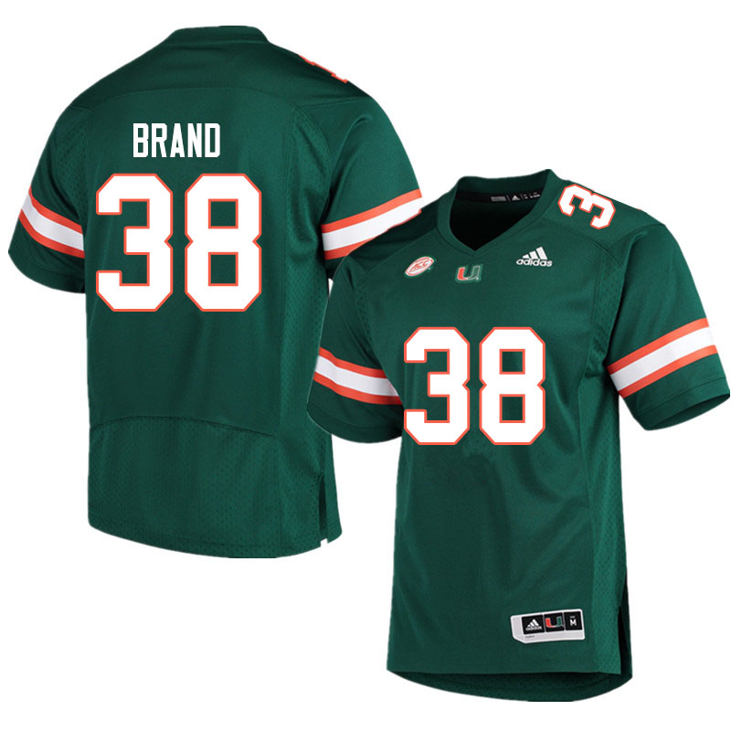 Adidas Miami Hurricanes #38 Robert Brand College Football Jerseys Sale-Green